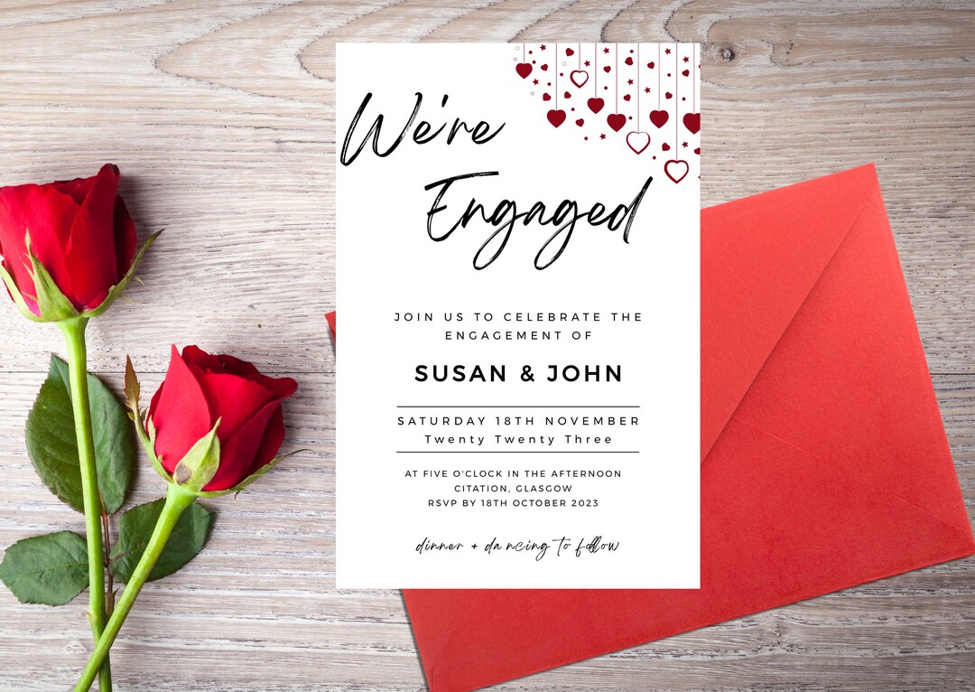 Minimalist Engagement Invitation, INSTANT DOWNLOAD, Editable Template