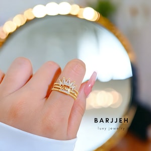 Wunderschöner Ring - 14K Gold Zierlicher Königin Krone Liebe Ring für Frauen - Hochwertiger Schmuck Geschenk für Sie, Prinzessin luxy Ringe - Geburtstagsgeschenke