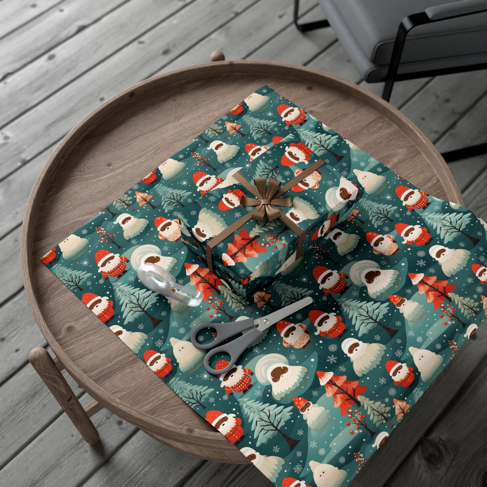 Black Santa Christmas Wrapping Paper 