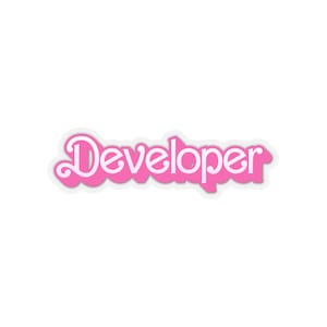 May include: Pink sticker with the word "Developer" in white text.