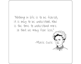 Marie Curie Sticker - Quote Square Sticker feminism feminist women in stem female scientist science