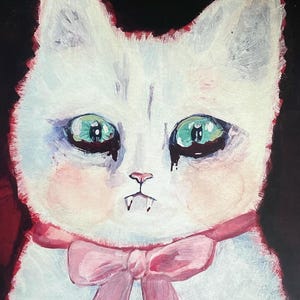 Fischio | Stampa artistica di un dipinto acrilico | Ritratto di gatto | Stampa artistica | ritratto 20 x 30 cm | Carta di bambù | carino