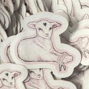 Agnello | Illustrazione di album da disegno | Adesivi | Adesivi | Taglio di contorno | Carta Kraft | carta riciclata