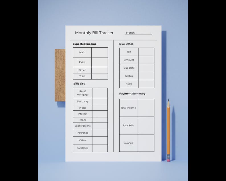 Monthly Bill Tracker Printable Bill Payment Checklist Payment