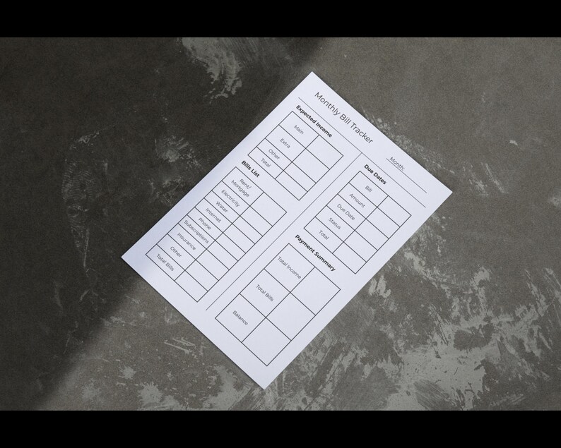 Monthly Bill Tracker Printable Bill Payment Checklist Payment