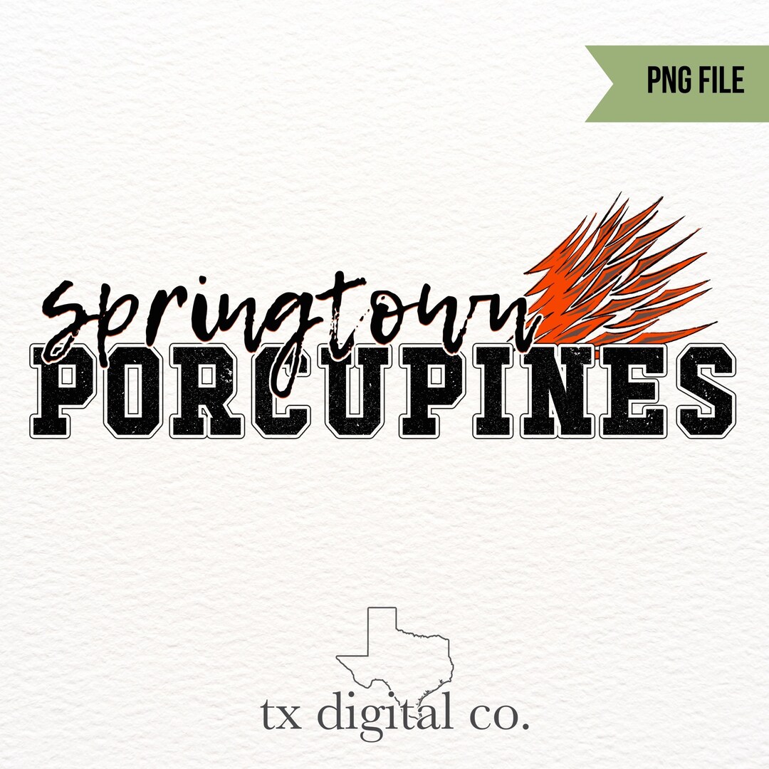 Springtown ISD Porcupines Mascot Digital Download High quality Graphic