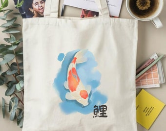 Japanische Koi Fisch Tragetasche: Aquarell Grafik