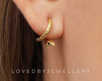Sterling Silver Snake Earrings | 14K Gold Plated Snake Earrings | Unique Earrings | Snake Jewellery | Serpent Earrings | Gift For Her
