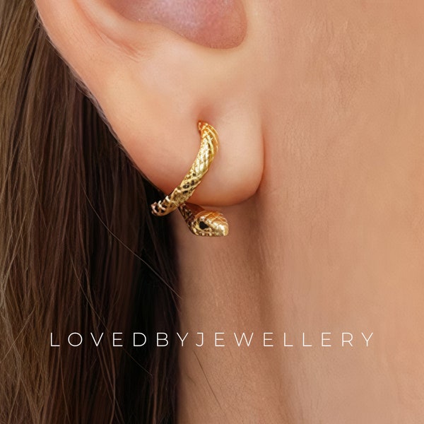 Sterling Silver Snake Earrings | 14K Gold Plated Snake Earrings | Unique Earrings | Snake Jewellery | Serpent Earrings | Gift For Her