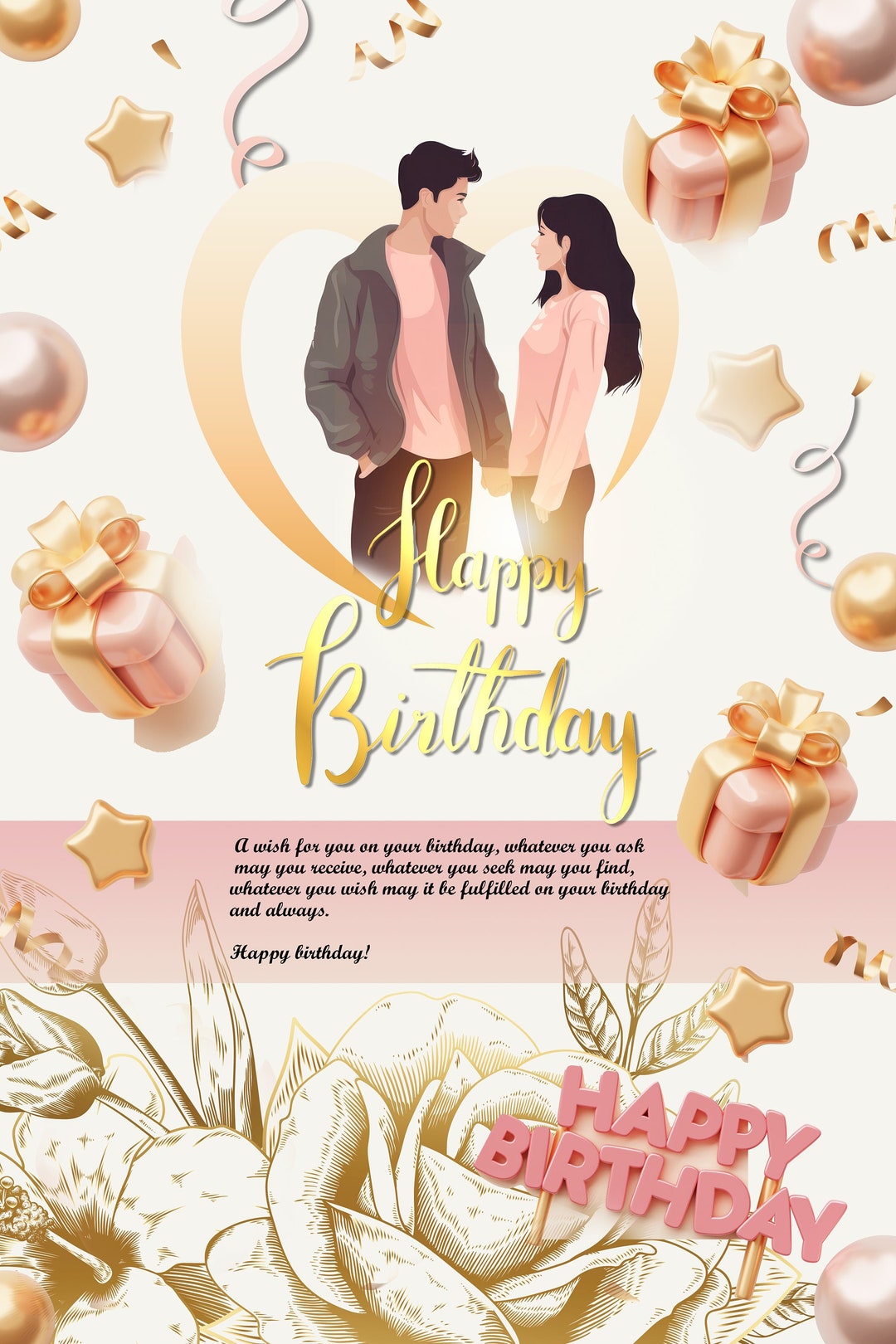 Digital Birthday Couple Card - Etsy