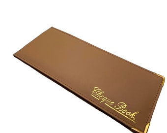 RoyalEM Beige Folding Leather StyleCheque Book Holder /Leather Style Cheque Book Cover/ Cheque Book Holder