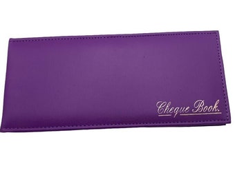 RoyalEM Purple Leather Cheque Book Holder /Leather Cheque Book Cover/Cheque Book