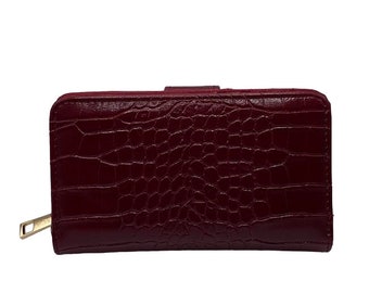 RoyalEM Genuine Leather Purse for Women / Leather Ladies Purse/ Designer Alligator Print Ladies Purse