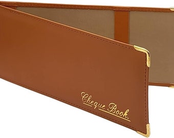 RoyalEM Beige Folding Leather Style Cheque Book Holder Leather Style Cheque Book