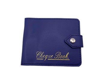 RoyalEM Blue Bonded Leather Style Cheque Book Holder /Leather Style Cheque Book