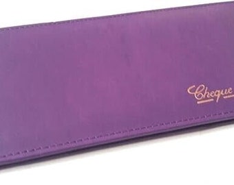 RoyalEM Purple Leather Cheque Book Holder /Leather Cheque Book Cover/Cheque