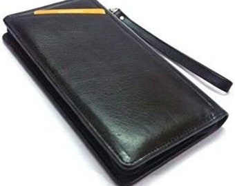 RoyalEM Unisex Soft Leather Passport Travel Wallet Style 5002 (Black)