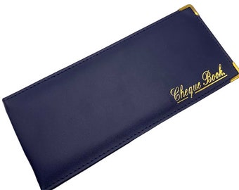 RoyalEM Navy Blue Folding Leather StyleCheque Book Holder /Leather Style Cheque Book Cover/ Cheque Book Holder