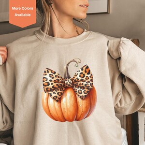 Retro Leopard Coquette Bow Sweatshirt, Herbst Kürbis Coquette Pullover, Herbst Saison Shirt, Herbst Kürbis T-Shirt, Herbst Vibes Shirt, Thanksgiving-Geschenk