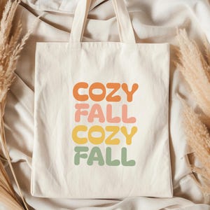 Vintage Cozy Fall Tote Bag, Retro Autumn Canvas Bag,Cozy Vibes Tote,Cute Fall Bag, Bookish Bag,Cozy Season Gift for Her, Cute Fall Bag,