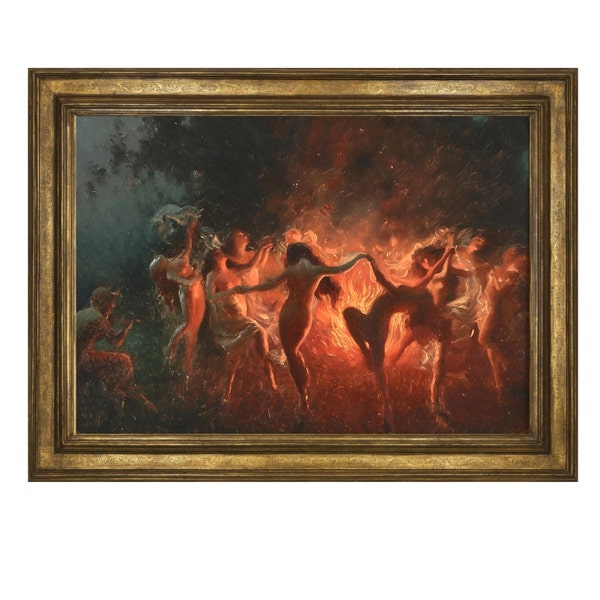 Devil's Dance, Witch's Dance, various colors! Fine art print! Vintage art, devil, witch, occult, gothic, painting, dark - 19250