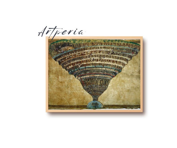 Sandro Botticelli Print - Map of Hell, Classic Fine Art, the