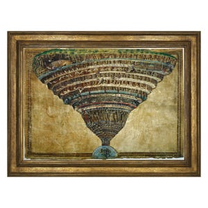 Sandro Botticelli  Druck.- Karte der Hölle, Klassische Fine Art, Die Zeichnung des Höllentrichters, Teufel, Inferno, Horror, Hölle |600372
