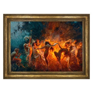 Devil's Dance, Witch's Dance, various colors! Fine art print! Vintage art, devil, witch, occult, gothic, painting, dark - 19250