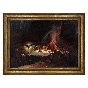 De Twee Hoofden Kunstprint! ca. 1898, Auguste Leroux, Vintage Kunst, Duivel, Heks, Occult, Gotisch, Schilderij, Donker, Duivel Afbeelding | 0106263