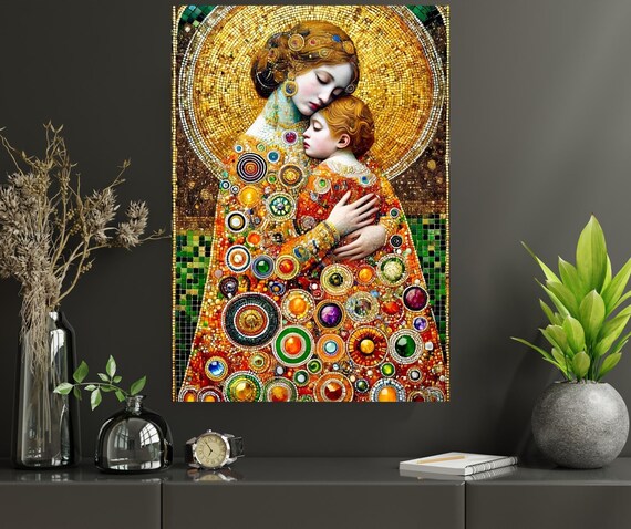 Gustav Klimt Print. Mother and Child Fine Art. Beethoven Frieze