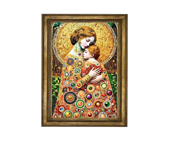 グスタフ・クリムトの版画。母と子のファインアート。ベートーヴェン