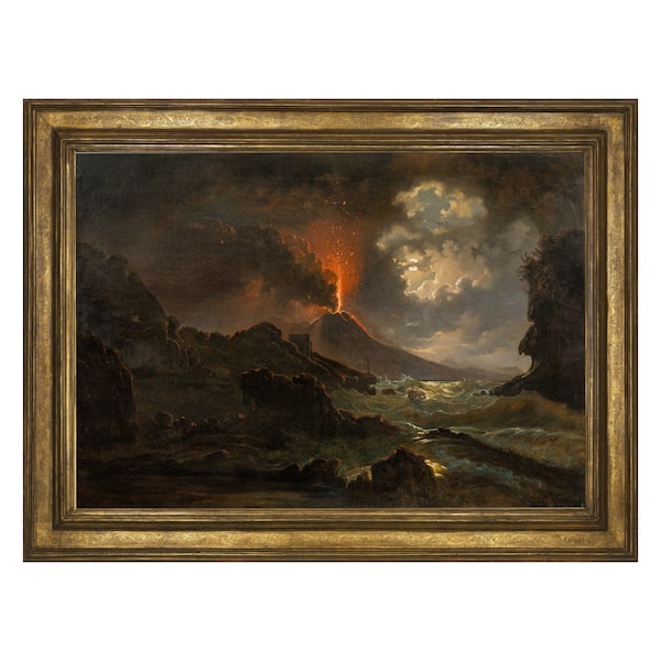 Vesuv - Druck, Fine Art, Kunstdruck, Vulkanausbruch, Josef Rebell  Landschaftsmalerei, Vintage | 900375