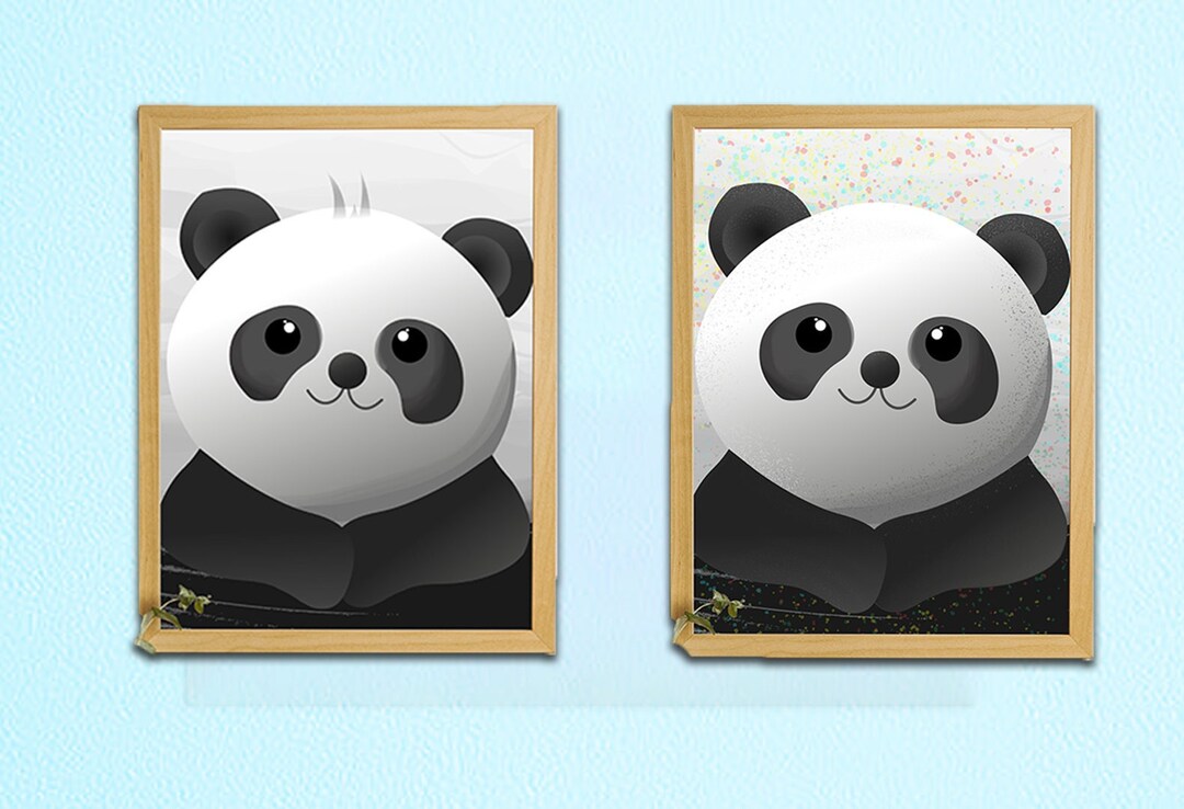 Cute Pandas Cute Illustration Painting - Cute Painting of Smiling Panda ...