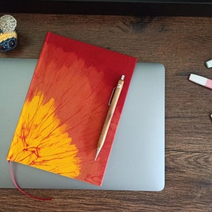 Hand-bound notebook with hand-painted cotton cover
