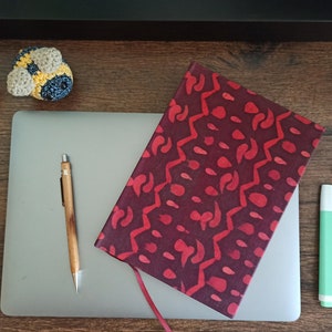 Hand-bound notebook with hand-painted cotton cover