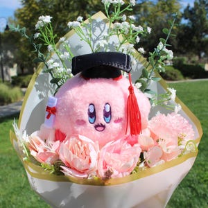 Graduation Bouquet, Kirby Graduation bouquet, Limited Edition bouquet, Graduation, Artificial flowers bouquet, Plush bouquet, Kirby Bouquet