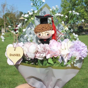 Graduation bouquet, Graduation Boy Bouquet, Personalized Name Tag Bouquet, Graduation Gifs, Graduation Special Bouquet, Boy 02