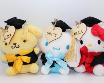 Sanrio Plush Personalized Name Tag, Sanrio Graduation Series, Sanrio Engraved Name Tag, Graduation Name Gifts, Custom Name Tag, Sanrio Plush