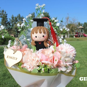 Graduation bouquet, Graduation Boy&Girl Bouquet, Free Heart Personalized Name Tag Bouquet, Graduation Gifs, Graduation Special Bouquet