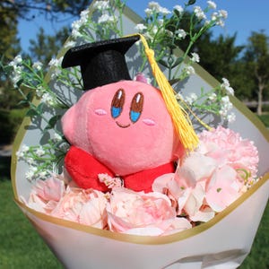 Graduation Bouquet, Kirby Graduation bouquet, Limited Edition bouquet, Graduation, Artificial flowers bouquet, Plush bouquet, Kirby 01