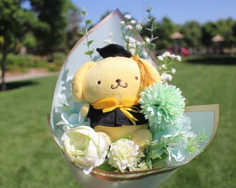 Sanrio Pompompurin Bouquet, Sanrio Graduation Series, Sanrio, Sanrio Plush, Sanrio Graduation Gift, Kawaii Sanrio, Sanrio Graduation bouquet