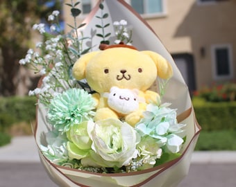 Sanrio Pompompurin Bouquet, Sanrio Friend Series, Sanrio, Sanrio Plush, Sanrio Gifts, Kawaii Sanrio, Sanrio Plushies, Sanrio Backpack Plush