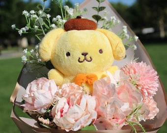 Bouquet Sanrio Pompompurin, Sanrio Basic Series, Sanrio, Peluche Sanrio, Cadeaux Sanrio, Kawaii Sanrio, Peluches Sanrio, Peluche sac à dos Sanrio