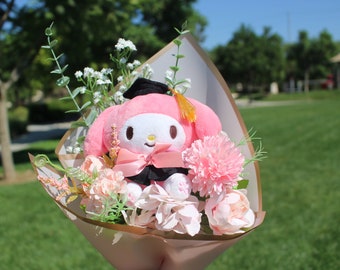 Bouquet Sanrio My Melody, série de remise des diplômes Sanrio, Sanrio, peluche Sanrio, cadeau de remise des diplômes Sanrio, Kawaii Sanrio, bouquet de remise des diplômes Sanrio
