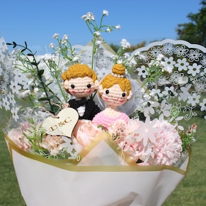 Wedding Plush Bouquet, Personalized Plush Bouquet, Hand made Wedding Bouquet, Free Name Tag, Engagement bouquet, Bride and Groom bouquet