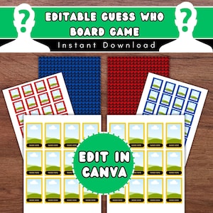 Bearbeitbares Guess Who Brettspiel - Benutzerdefinierte Guess Who Spielvorlage - Guess Who Canva Template - Guess Who das Büro - Guess Who Freunde