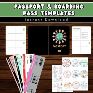 Afdrukbaar Amerikaans paspoort voor kinderen - Passport Kids bouwen - Basic Passport Kids - Een paspoort ontwerpen - Reisstempels - Direct downloaden