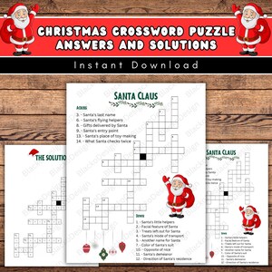 Crossword puzzle answers and solutions - Crossword puzzle for kids with answers - Christmas Party Game - Printable crosswords for adults