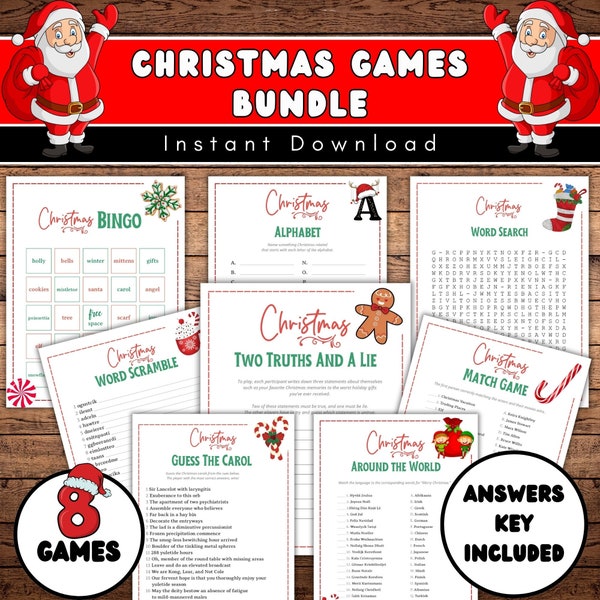 Christmas Games Bundle - Printable Christmas Party Game Collection - Christmas Party Game Bundle for the Whole Family - Christmas Party Game