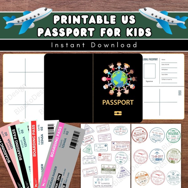 Printable US Passport for Kids - Pretend Travel Fun with Passport & Boarding Pass Templates!